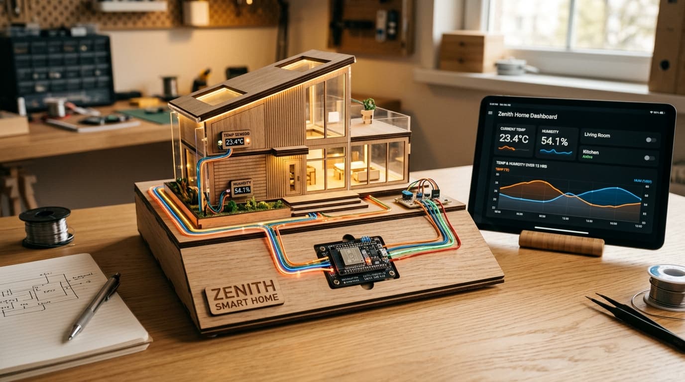 Student-built smart-home wired to a live dashboard